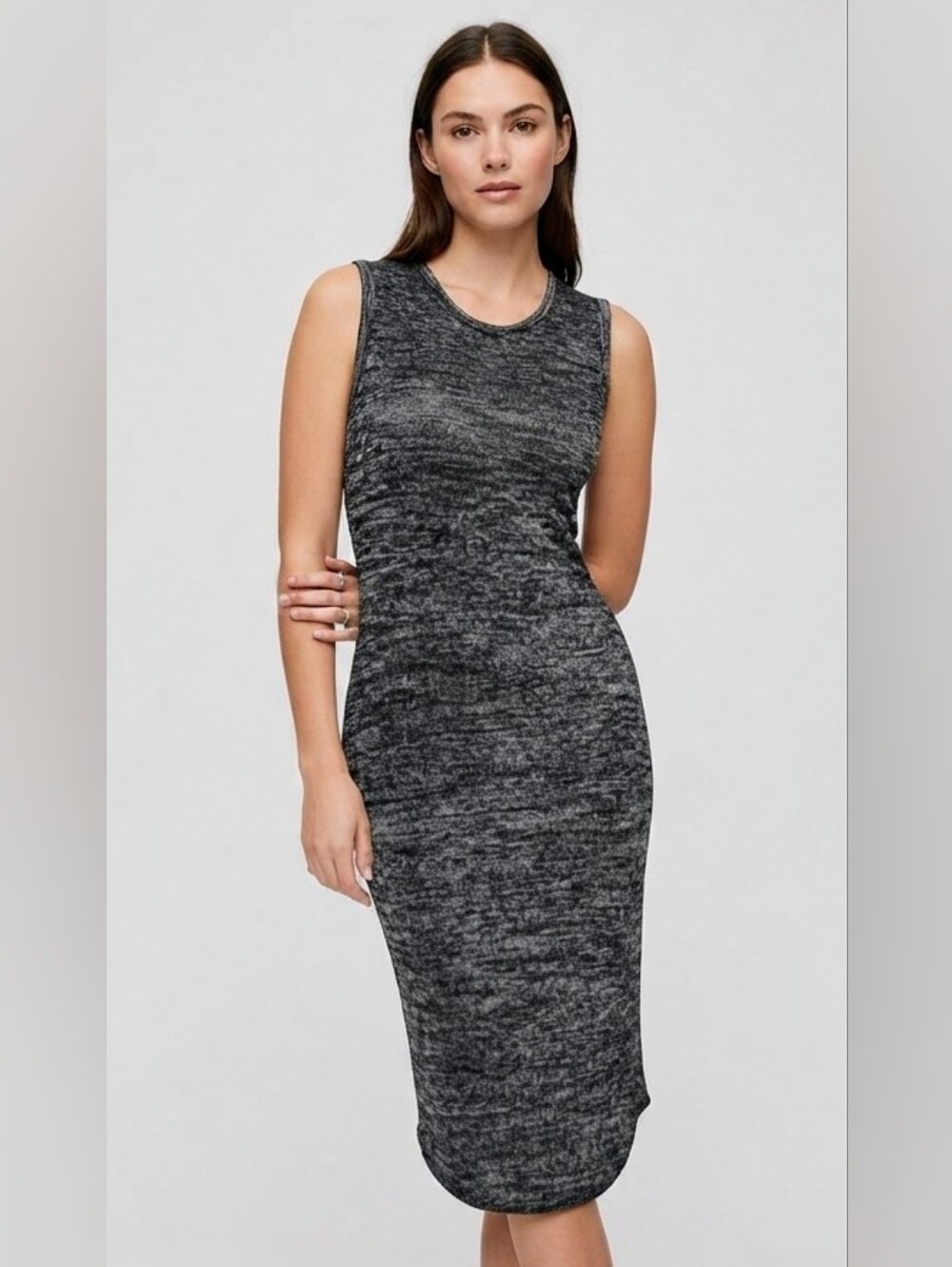Artizia Wilfred Free Bruni Midi Dress- Heathered Black/Grey-Size Medium EUC